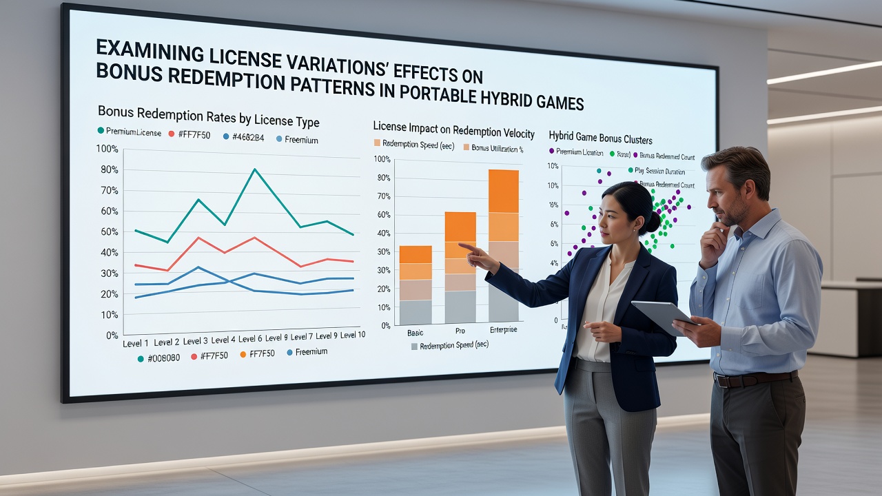 Data visualization of bonus redemption rates segmented by license type in mobile hybrid games