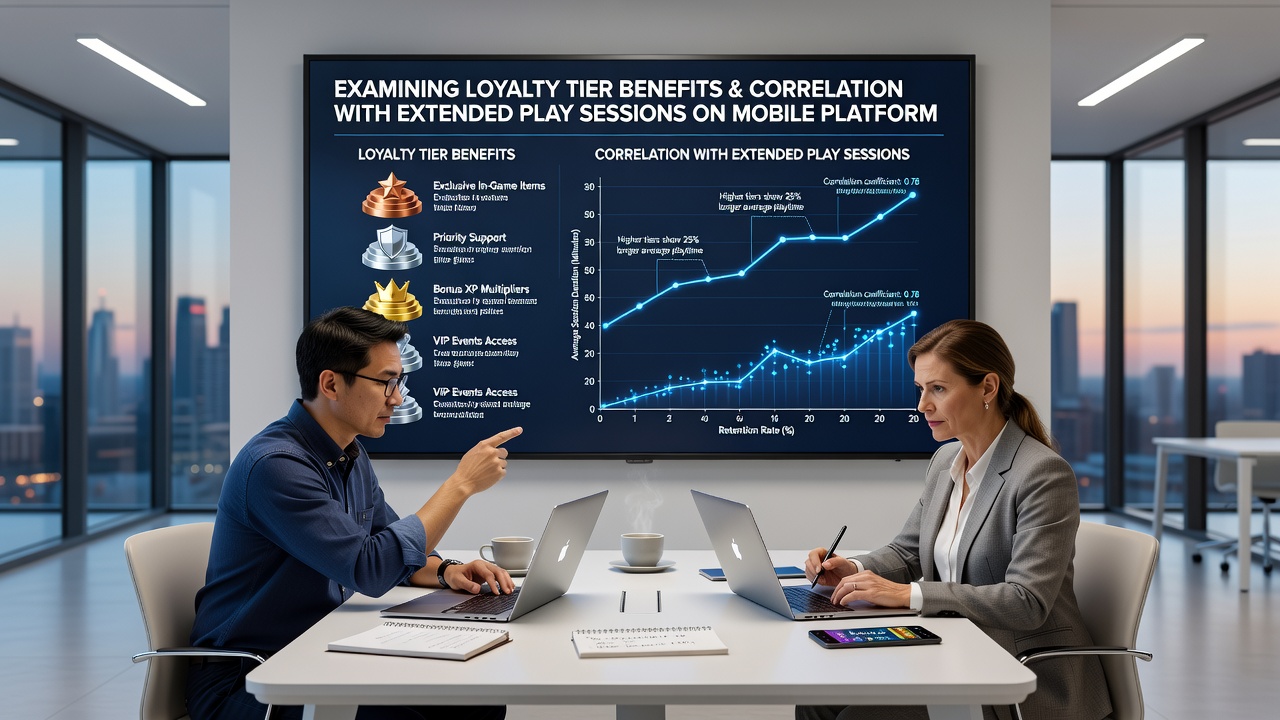 Analytics dashboard showing loyalty tier progression alongside average session length metrics