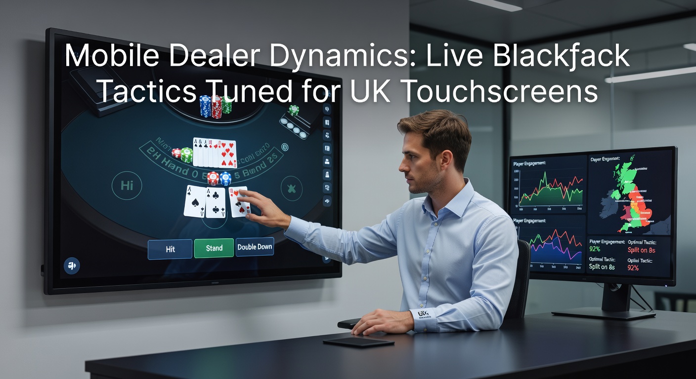 Close-up of a UK mobile blackjack app displaying touchscreen bet placements, dealer cards, and gesture controls during a live session