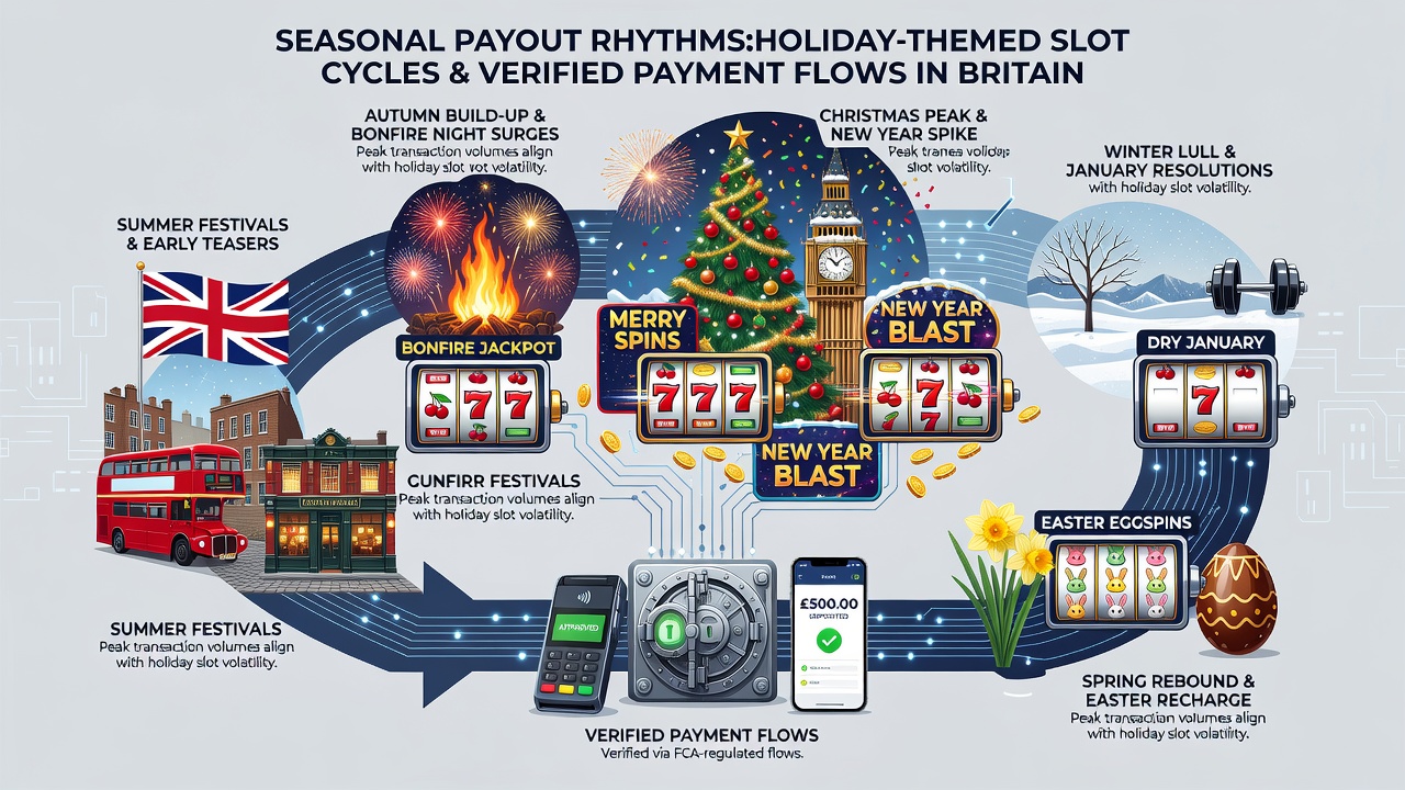 Secure mobile payment flow diagram illustrating verified deposits into holiday slot accounts with regulatory compliance markers