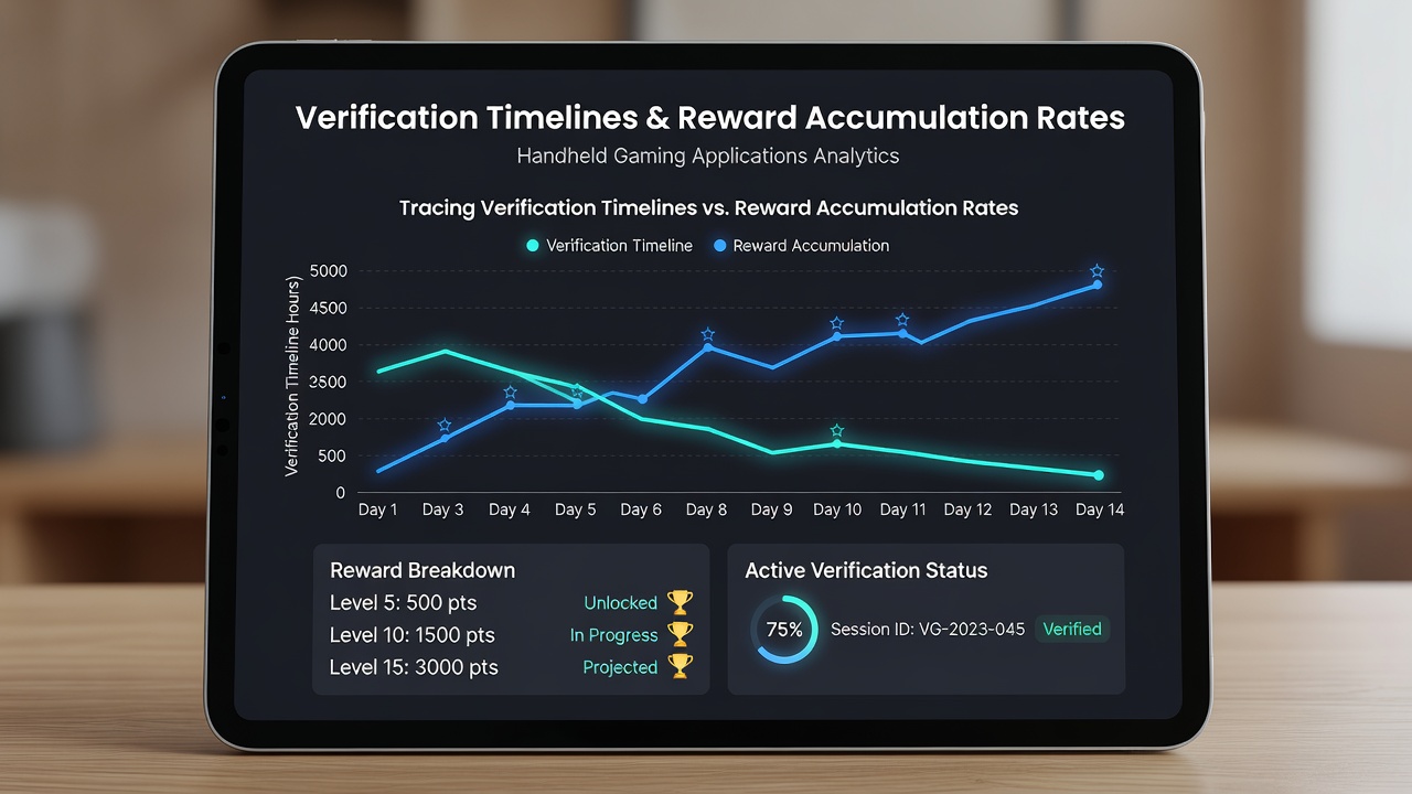 Charts comparing verification completion times to reward point growth curves in mobile gaming apps